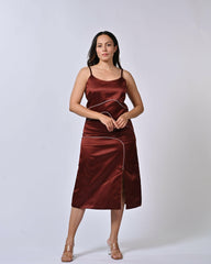 Chocolate Brown Side-Slit Dress