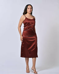 Chocolate Brown Side-Slit Dress