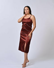 Chocolate Brown Side-Slit Dress