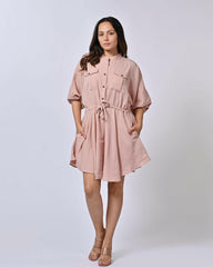 Peach Mandarin Collar Dress