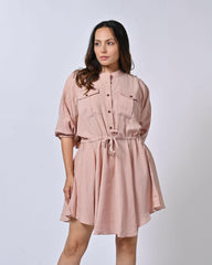 Peach Mandarin Collar Dress