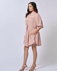 Peach Mandarin Collar Dress
