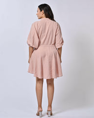 Peach Mandarin Collar Dress