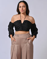 Black Off Shoulder Crop Tube Top