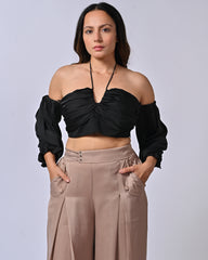 Black Off Shoulder Crop Tube Top