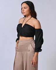 Black Off Shoulder Crop Tube Top