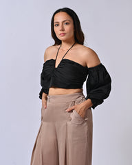 Black Off Shoulder Crop Tube Top