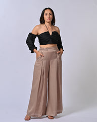 Black & Nude Tube Top With Box Pleat Pants