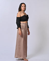 Black & Nude Tube Top With Box Pleat Pants