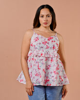 Pretty White & Pink Floral Top